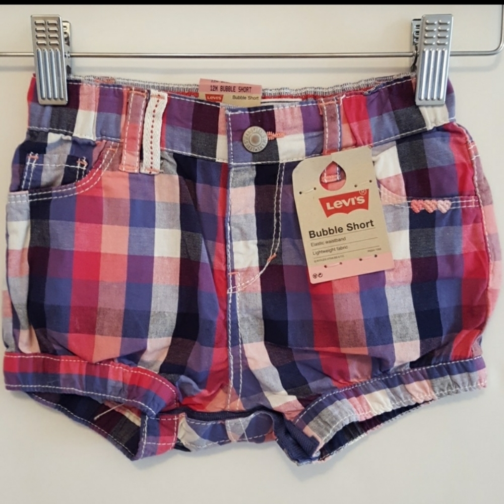 Levi's baby toddler plaid cotton bubble shorts